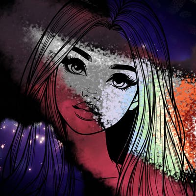 realistic teen girl with long hair and lips