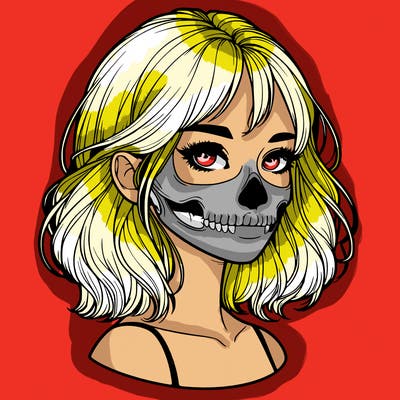 realistic girl with skull