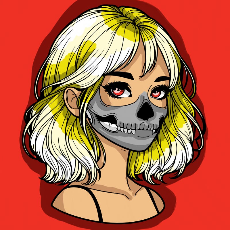 realistic girl with skull