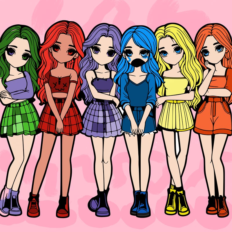 a group of girls realistic