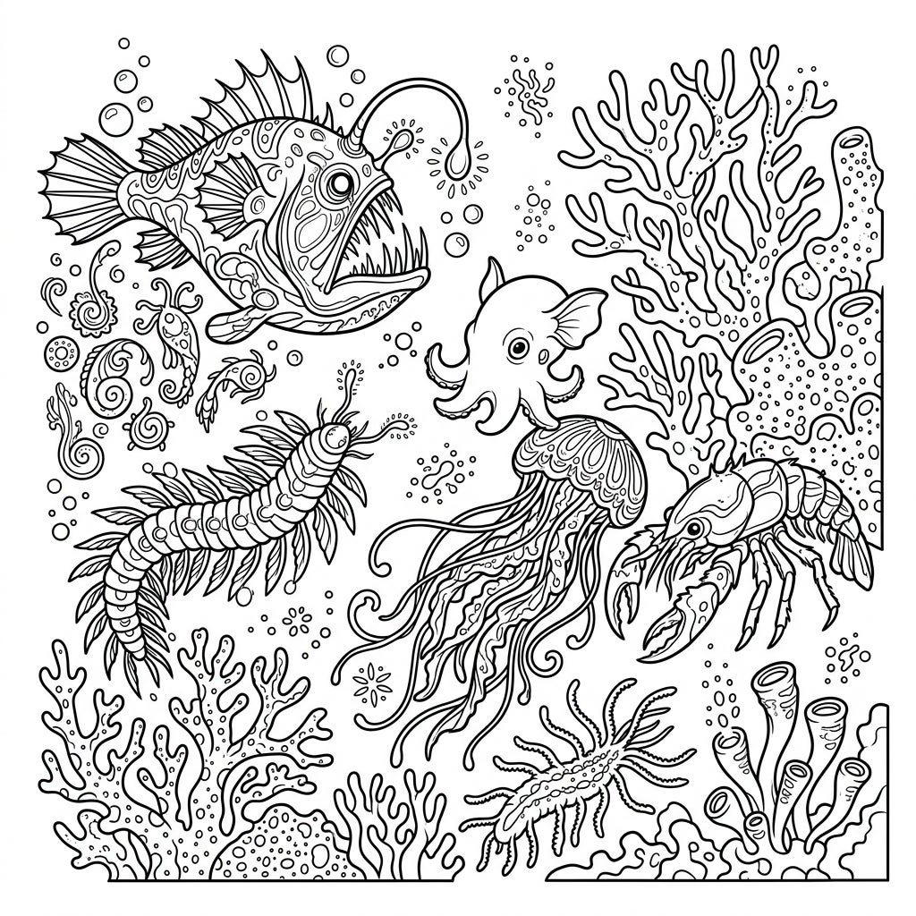 16 Deep Sea Creatures Coloring Pages - Free Printable — Color Pop