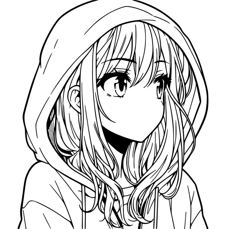 manga girl in hoodie