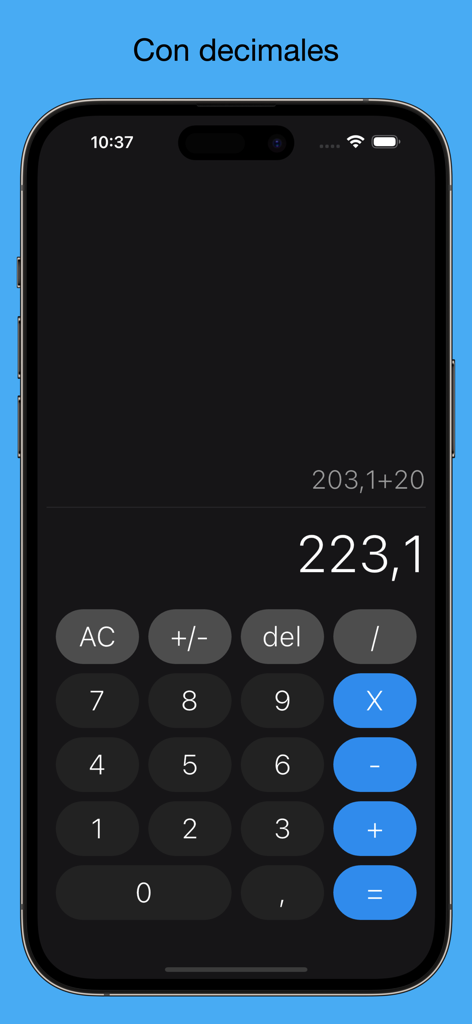 Calculadora - Básica - Calculadora basica con soporte para decimales en iPhone