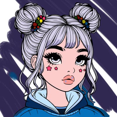 realistic girl with space buns