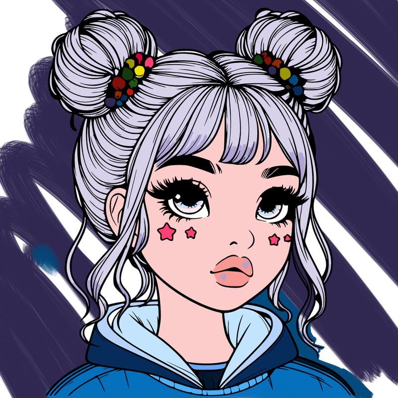 realistic girl with space buns