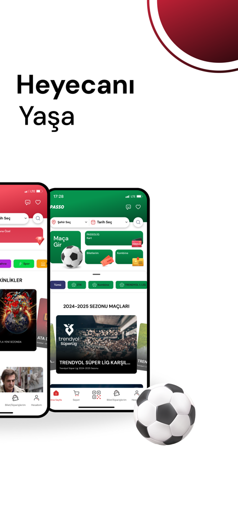 Passo - Passo Mobile-App-Oberfläche für türkische Fußball-Spieltickets und Passolig-Verwaltung