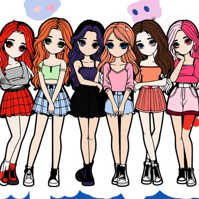 a group of girls realistic