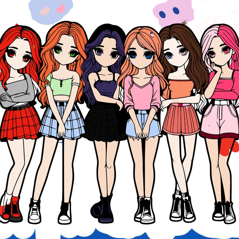 a group of girls realistic