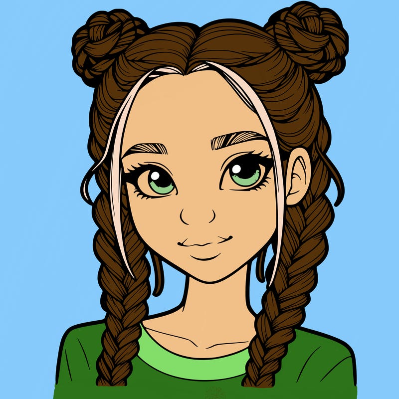 realistic girl with braids