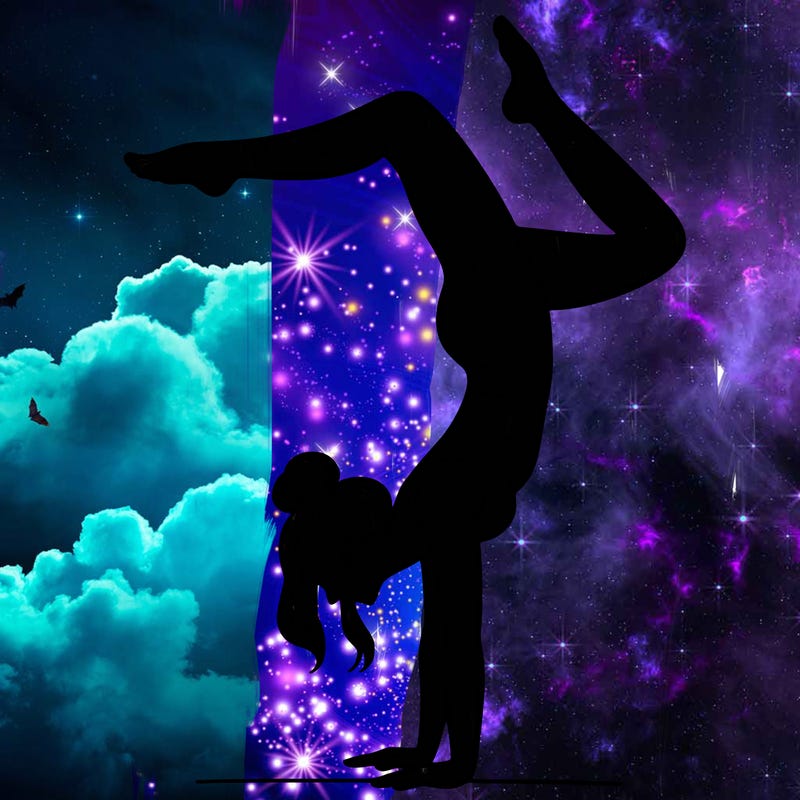 a woman doing a handstand