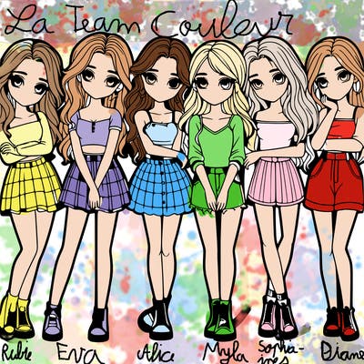 a group of girls realistic