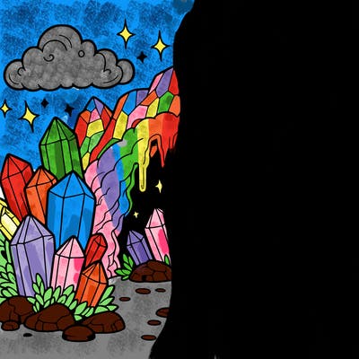 a cave with magic crystals