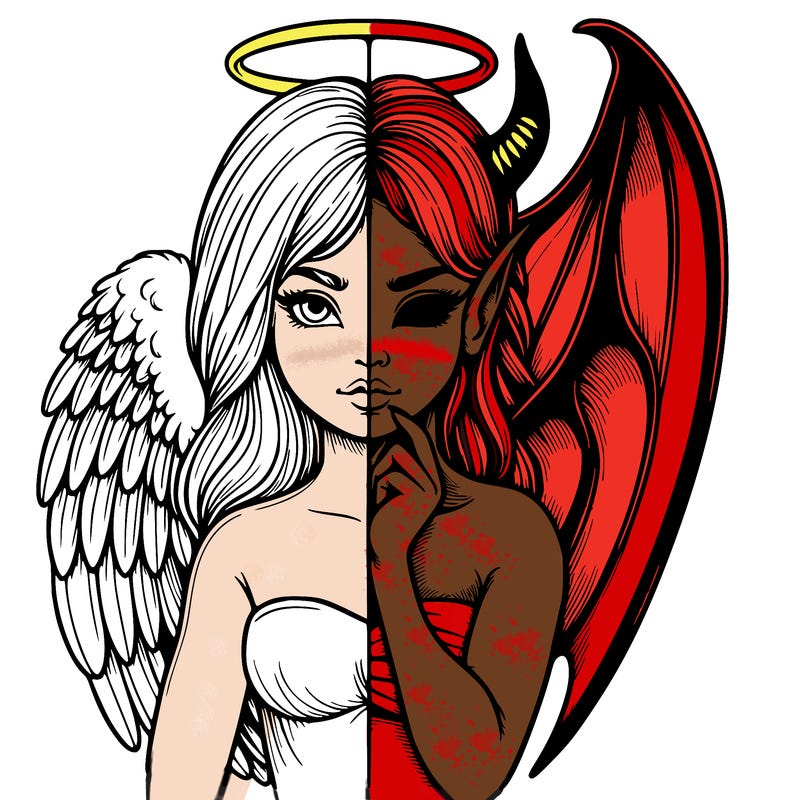 realistic angel half demon