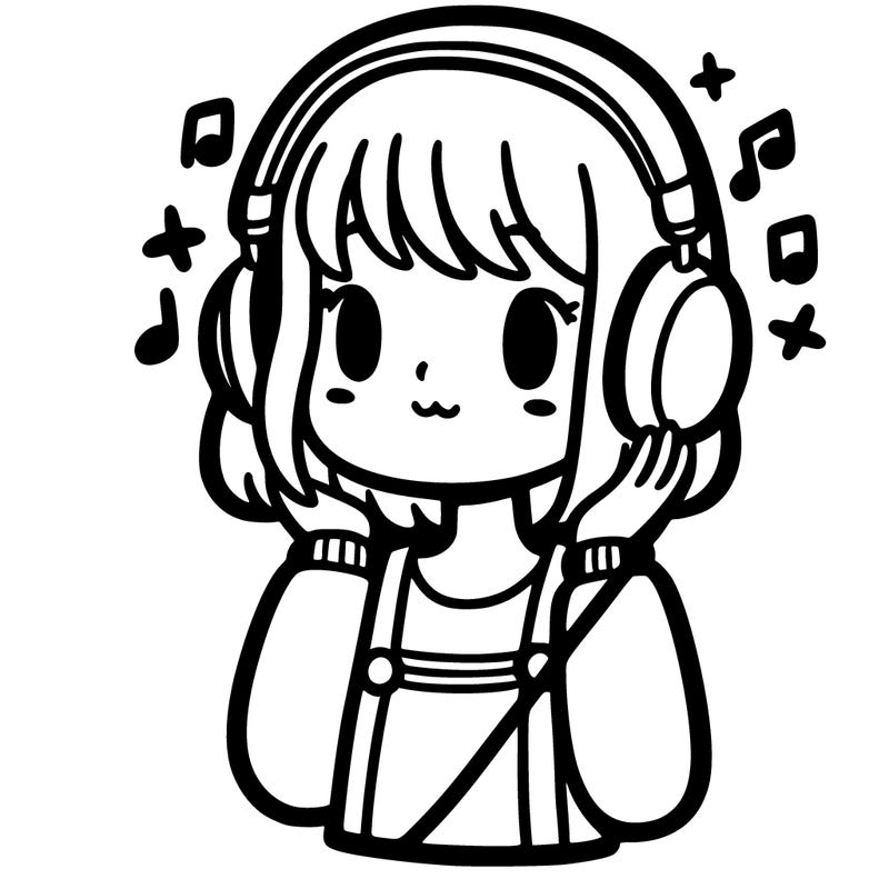 girl with short hair listening to music