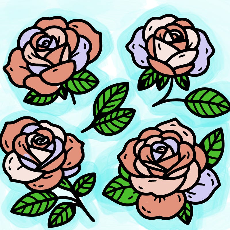 cute four pieces roses