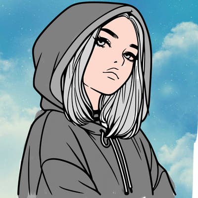a realistic girl in a hoodie