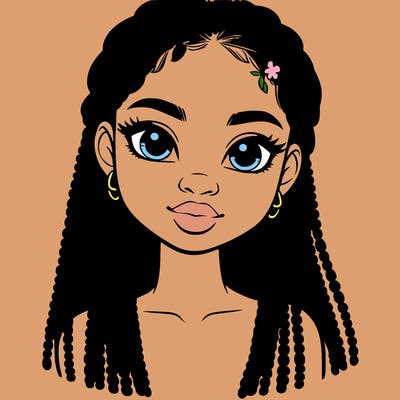 a realistic black girl with braids