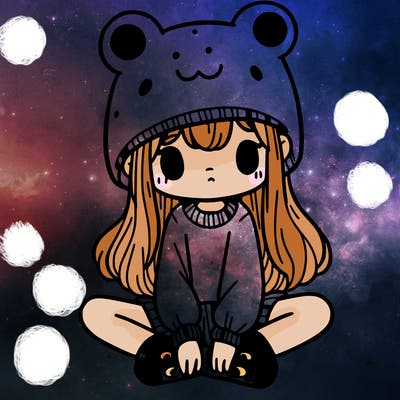 a girl wearing a frog hat and some frog socks