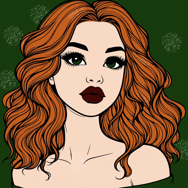 realistic girl with wavy hair and lips