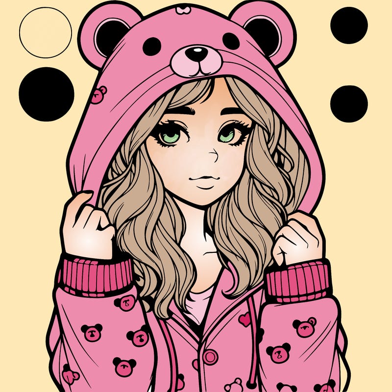 realistic girl in a animal pjs hoodie