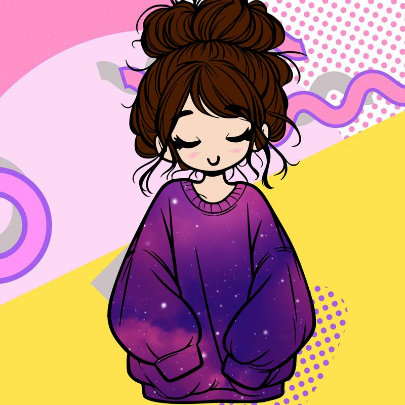 girl with baggy sweatshirt and messy bun
