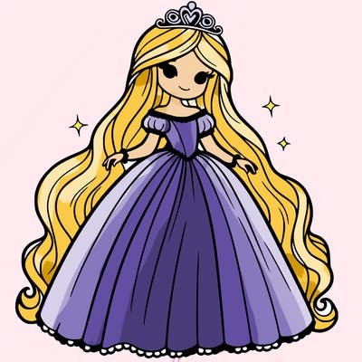 princess with long hair and a big dress