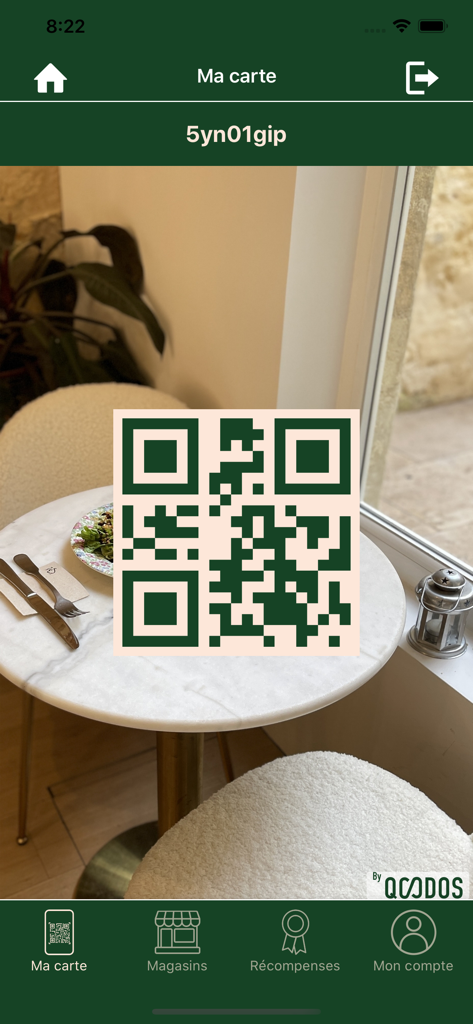 Pépite Libourne - Una tarjeta de fidelidad digital con un código QR dentro de la aplicación móvil Pépite Libourne