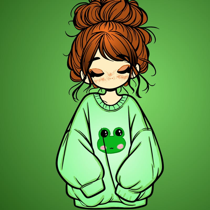 girl with baggy sweatshirt and messy bun