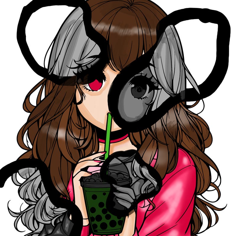 realistic girl drink a boba