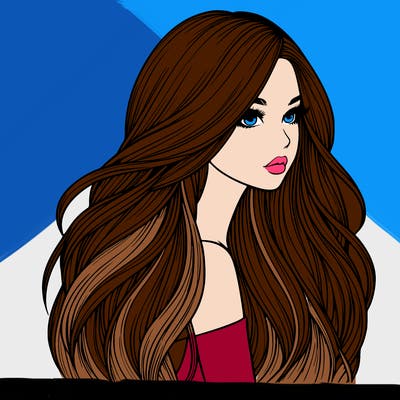 realistic girl with long realistic hair