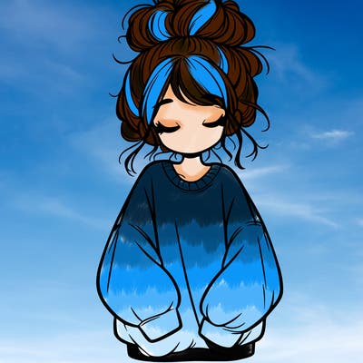 girl with baggy sweatshirt and messy bun