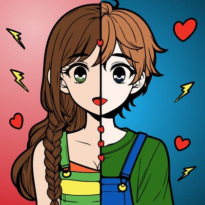 realistic girl boy split