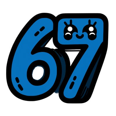 the numbers 67