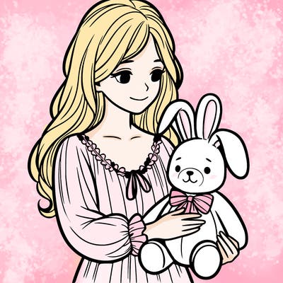 woman holding stuffed bunny