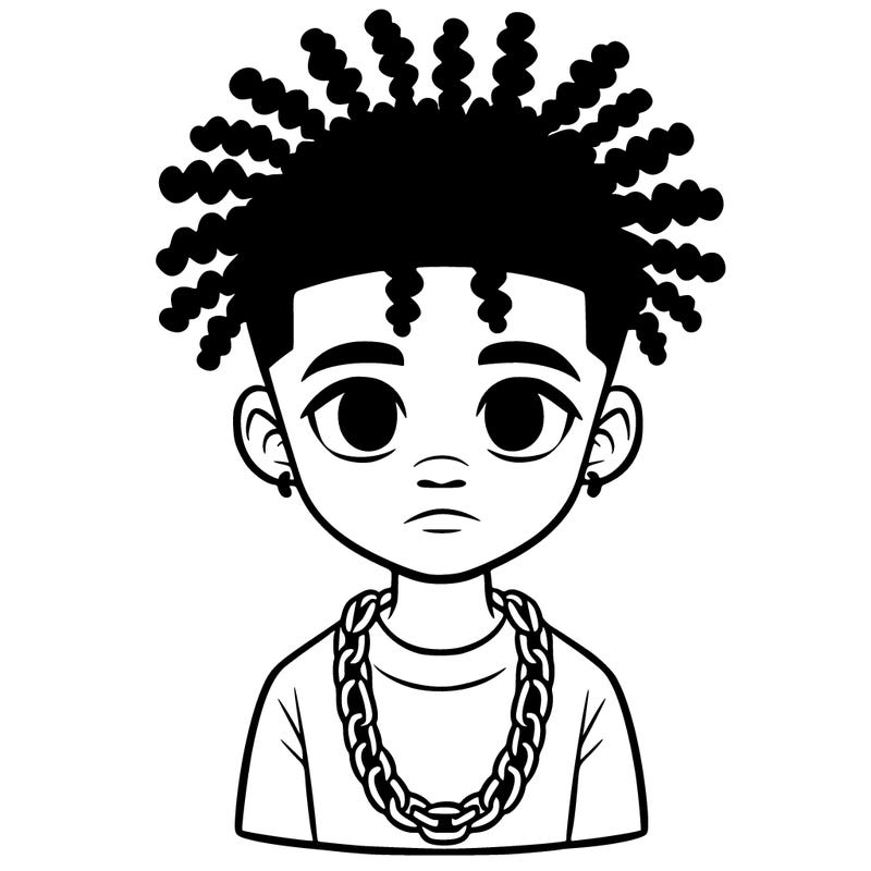 a 10 year old black boy that has indavisual twist and a chain on