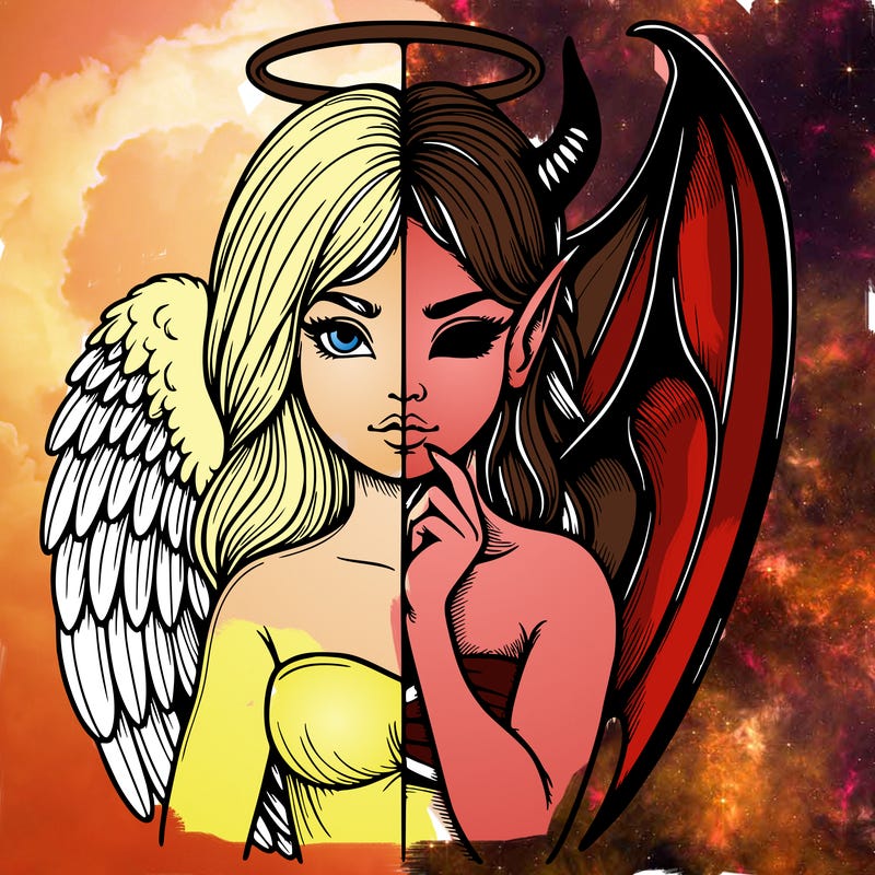 realistic angel half demon