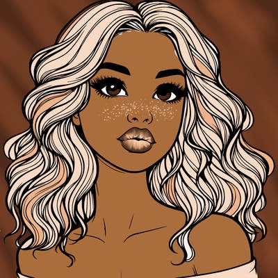 realistic girl with wavy hair and lips