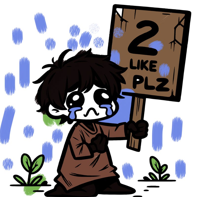 small poor toddler crying with sign that says 2 like plz
