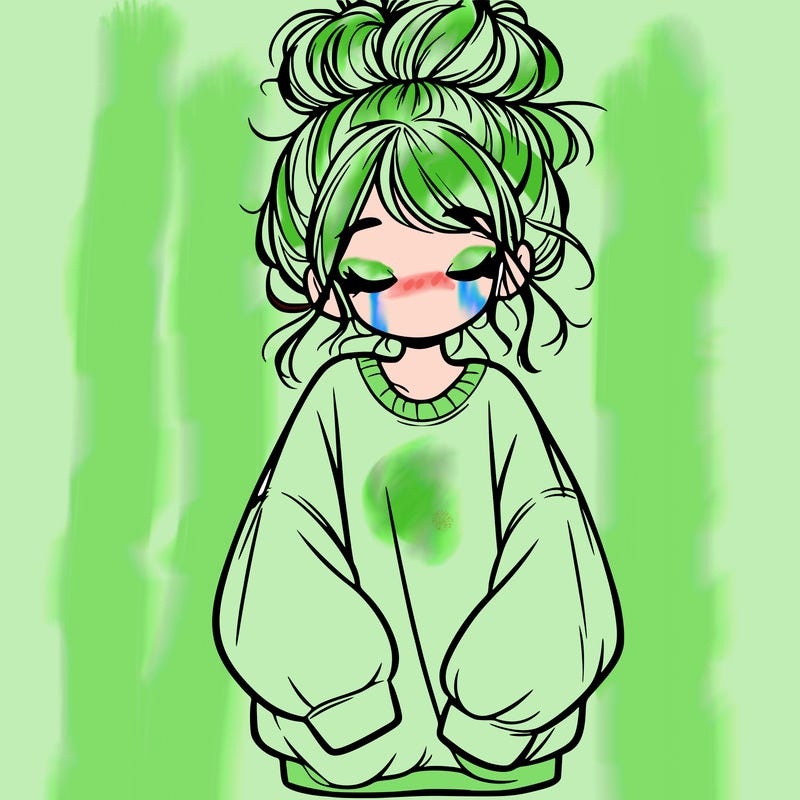 girl with baggy sweatshirt and messy bun