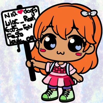 cute girl holding a sighn