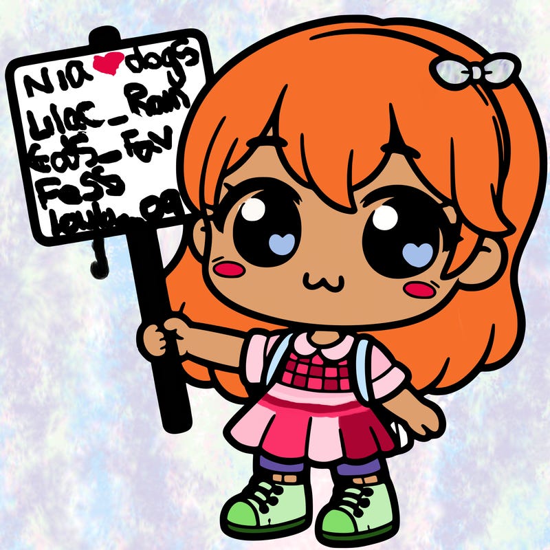 cute girl holding a sighn