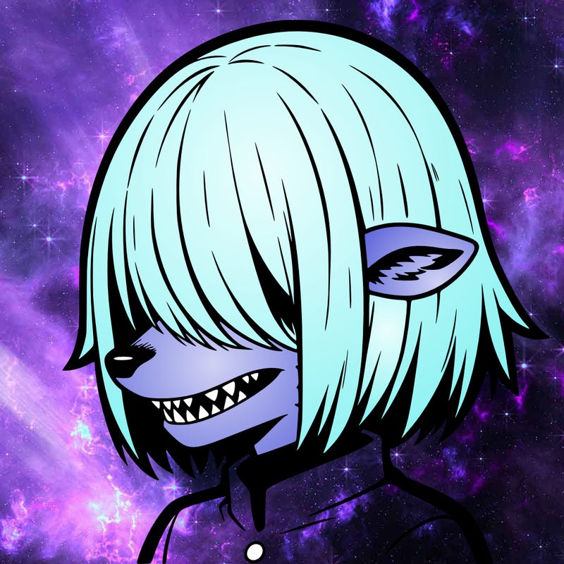 sharp teeth deer man with bob haircut