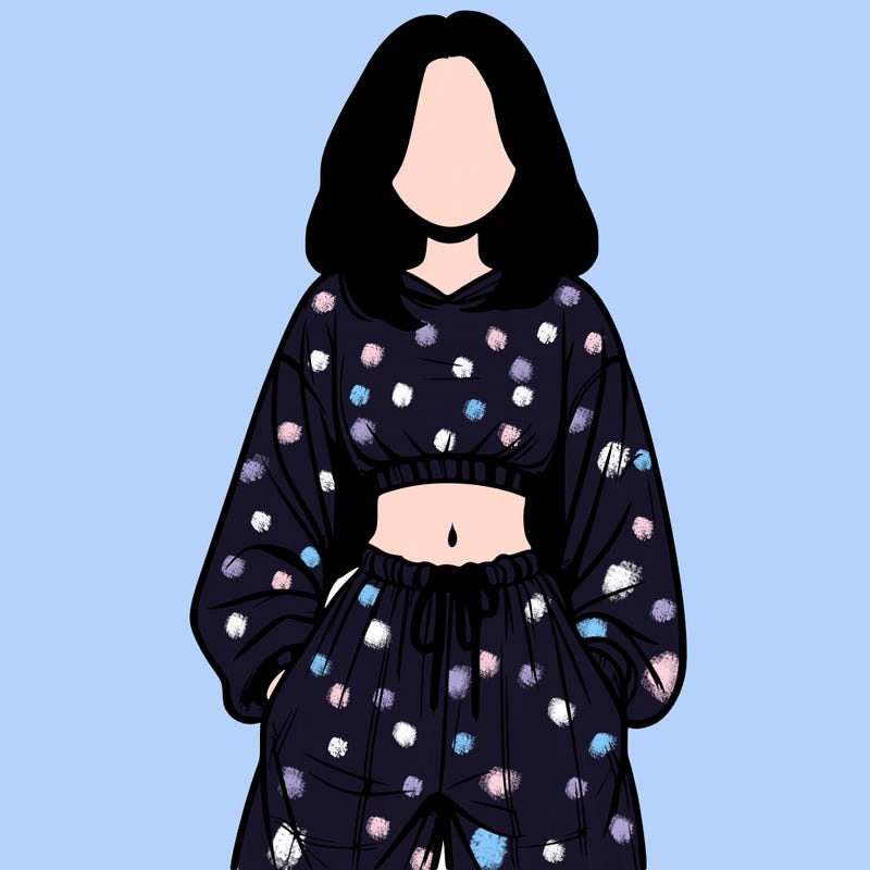 realistic girl faceless with baggy pants and a crop top
