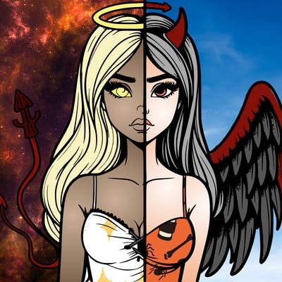 devil vs angel realistic girl