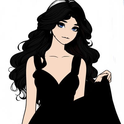 realistic girl in flowy silky prom dress