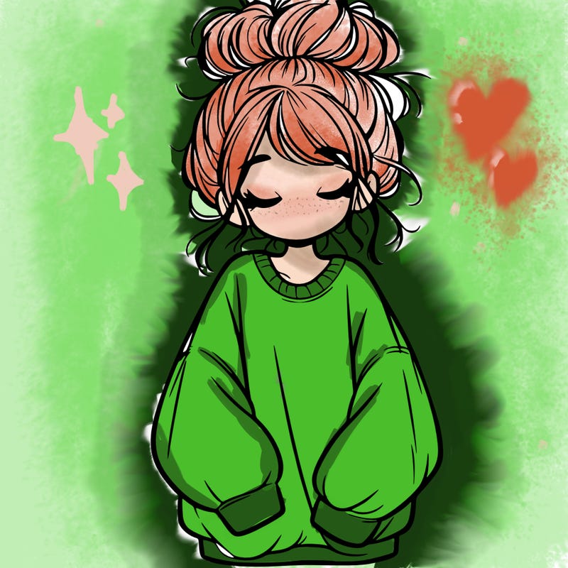 girl with baggy sweatshirt and messy bun