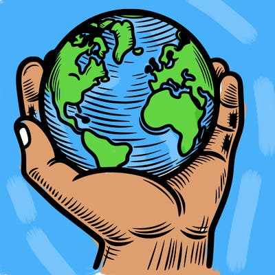 hand holding earth