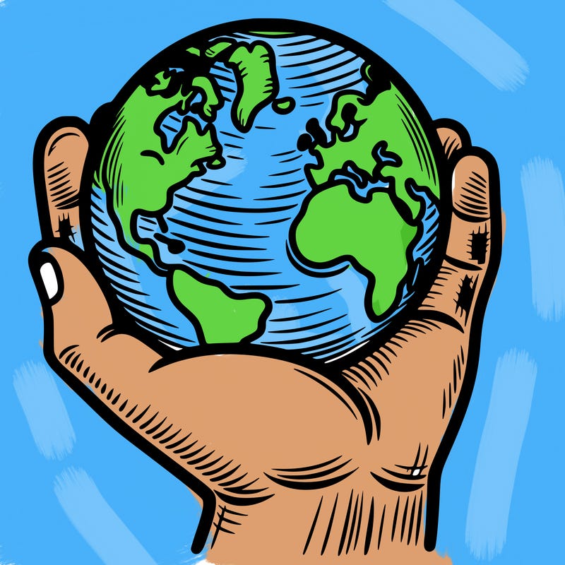 hand holding earth