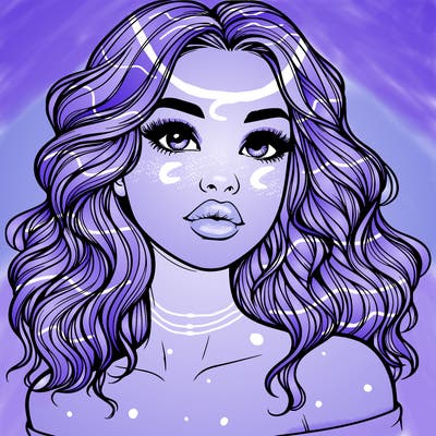 realistic girl with wavy hair and lips