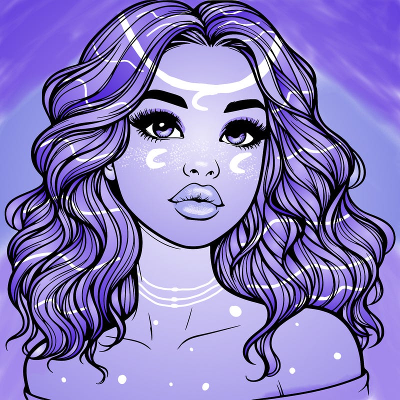 realistic girl with wavy hair and lips